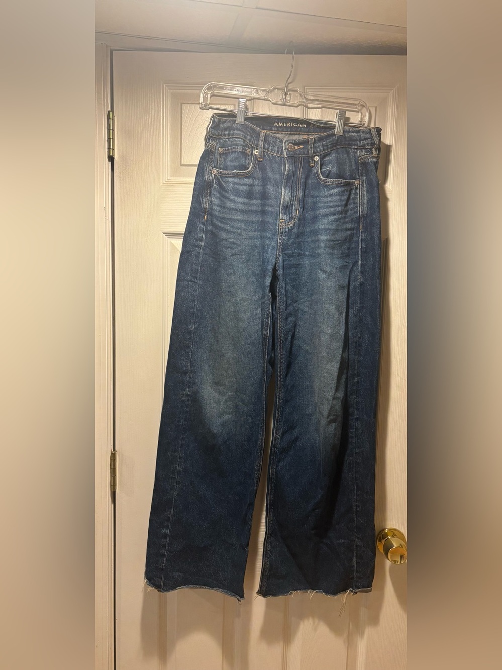American Eagle Dark Blue Denim Jeans with Copper Stitching in size 4 Short